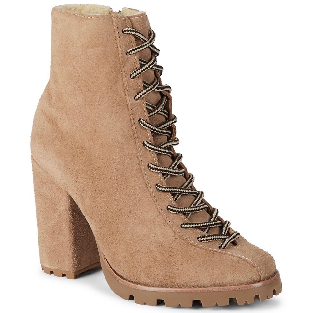 Naina Suede & Faux Shearling Boots Sandstone sz 7